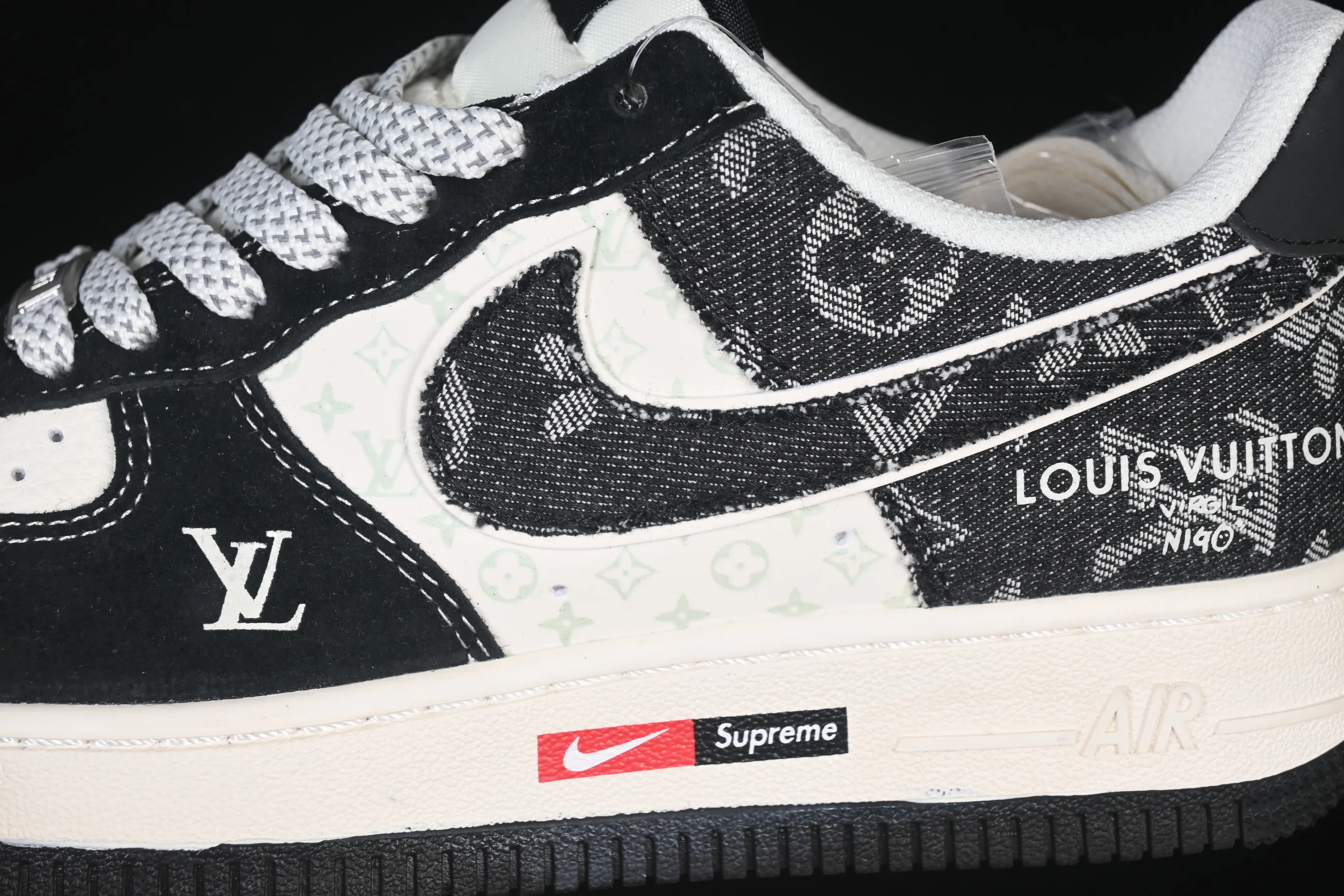 All categories Nk Air Force 1 Air Force series Nk Air Force 1 Low Air Force low-top Nike Air Force 1'07 Low LV joint cowboy pig eight meters black Air Force 1 low-top casual sneakers MZ9588-805